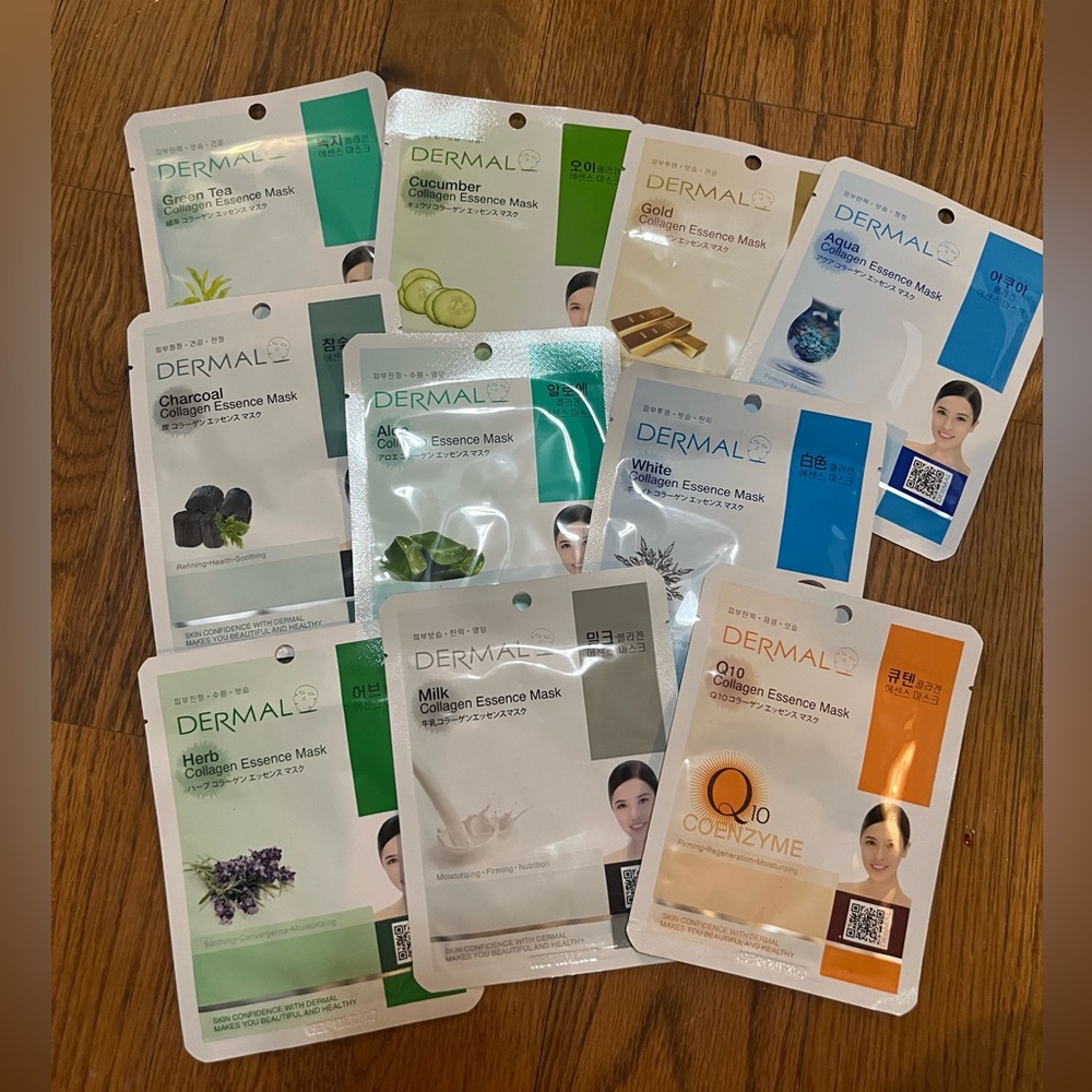 New lot of 10 different Dermal face masks see description for each mask